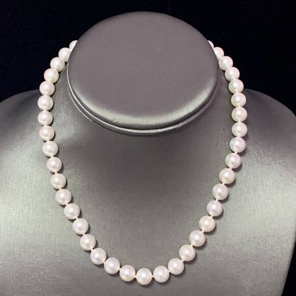 Akoya Pearl Necklace 14k Yellow Gold 8.5 mm 16" Certified $3,950 111841 - Picture 4 of 9